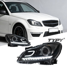 Fit Benz W204 C-class 2011-2014 Black Smoke Projector Headlights Led Signal Lamp