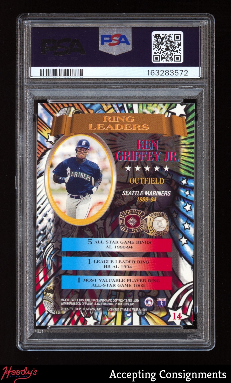1995 Stadium Club Ring Leaders #14 Ken Griffey Jr. MARINERS PSA 9 MINT view 2