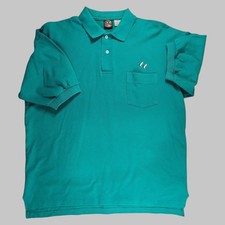 VTG 90s Creekwood Polo Shirt Men's L Teal Green Cotton Chest Pocket USA Made