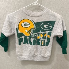 Vintage 90s Green Bay Packers 4T Sweatshirt NFL Football Team Gray Green Kids