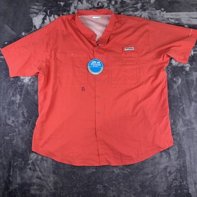 Columbia PFG Tamiami II Shirt Mens 3X Red Short Sleeve Omni-Shade Fishing UPF