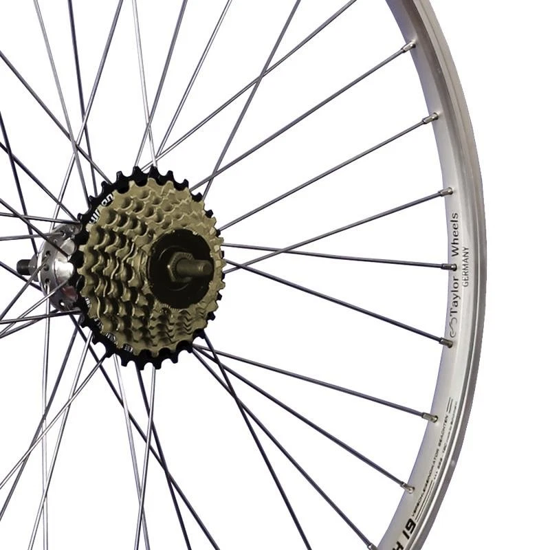 Laufrad 26 Zoll Hinterrad Fahrrad Hohlkammer silber + 7 fach Shimano Zahnkranz - Bild 2 von 4
