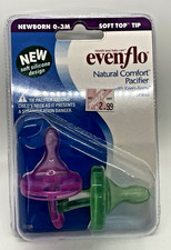 Evenflo Pacifier Natural Comfort Newborn to 3 Mo green pink VTG 1 Pair