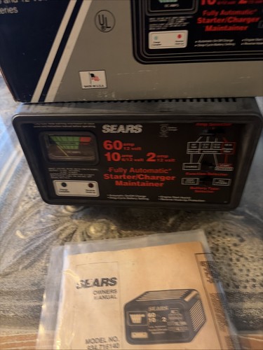 Sears 10/2 Amp 12 Volt Automatic Battery Charger Model 934.716140 W/box&manual
