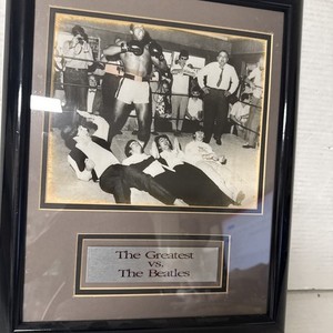 Framed Muhammad Ali (Cassius Clay) and The Beatles Photo – Vintage Style Display