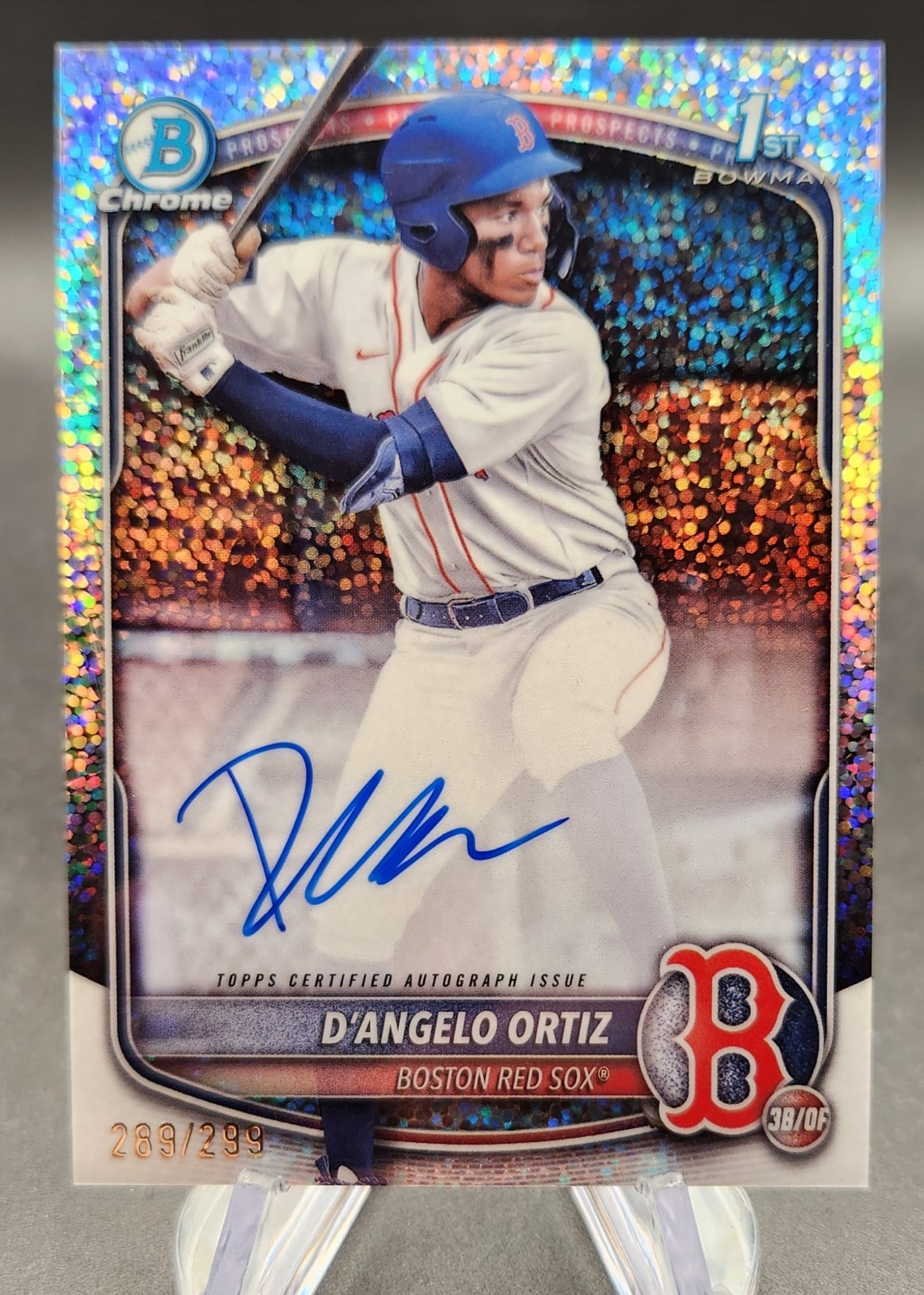 2025 BOWMAN 1ST CHROME PROSPECT AUTO SPECKLE REFRACTOR D'ANGELO ORTIZ /299 
