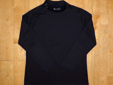 UNDER ARMOUR Men Base FITTED Mock COLD GEAR Black w Black Logo Long Sleeve Shirt