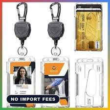 Badge Holder Retractable Clip Heavy Duty Carabiner Badge Reel Keychain with Lany