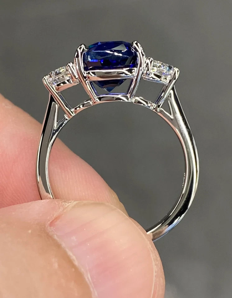 Royal Blue Tanzanite Ring Statement Ring Engagement & Anniversary Gift For Her - Image 3 of 4