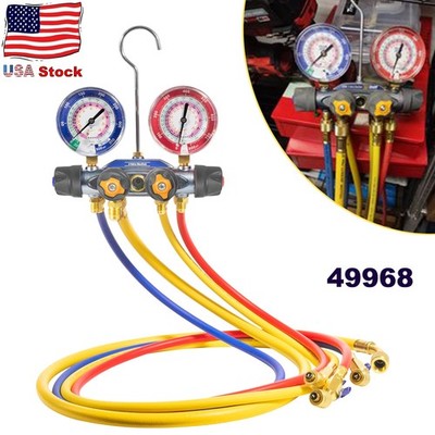 49968 4-Valve Test and Charging Manifold for R22/404A/410A Refrigerant