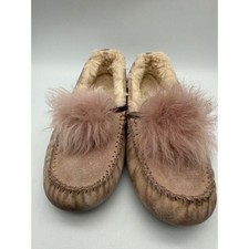 UGG Ansley Toscana Pom Pom Moccasin Slippers Blush Pink Suede 1019018 Womens 8