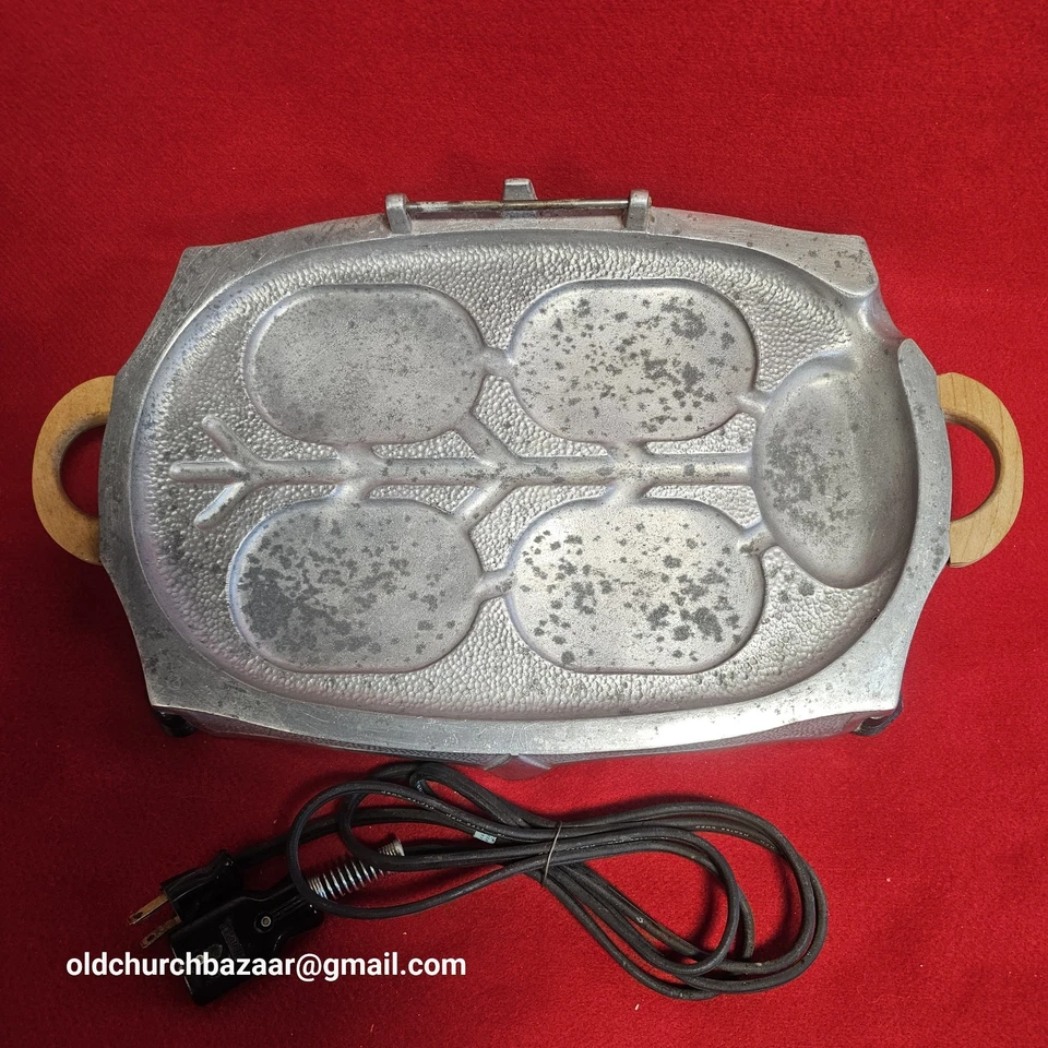 1950’s Vintage Rival Mfg Twincook Broil-O-Mat 821A Hammered Aluminum W/ Cord - Image 3 of 4