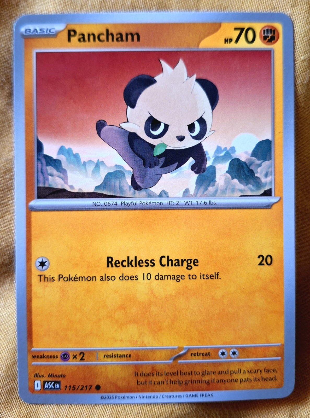 Pokémon Cards: Pancham 115/217 Common Regular ME: Ascended Heroes - Pokémon TCG