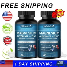 500MG Magnesium Glycinate With Zinc,D3 Improved Sleep, Stress , Anxiety Relief
