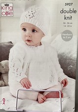 King Cole Matinee Coat/Hat/Blanket Knitting Pattern 5927 Double Knit Yarn