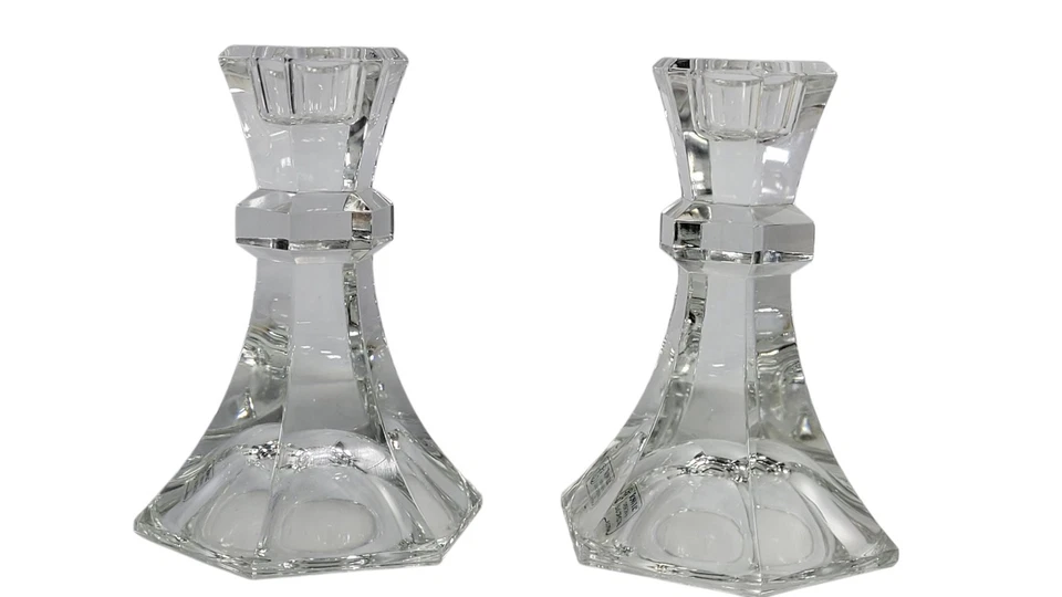 Винтажный полотенце 24% свинца кристалл подсвечники комплект из 2 Австрия 5» подсвечники - Изображение 4 из 4