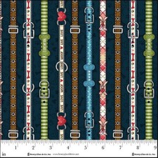 Cotton Home is Where the Dog is Collars Bones Paws Fabric Print by Yard D764.89