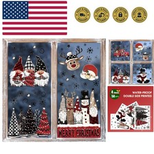 50 PCS Christmas Window Cling Sticker, Red Xmas Santa Claus Truck Snowman Dee...