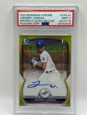 2023 Bowman Chrome Joendry Vargas Yellow Refractor 1st AUTO /75 - PSA 9 AUTO 10