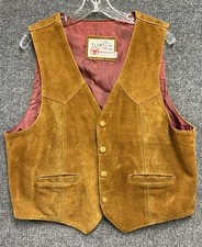 Vintage The Leather Shop Sears Vest 44 Cowboy Western Horses Equestrian Ranch
