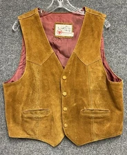 Vintage The Leather Shop Sears Vest 44 Cowboy Western Horses Equestrian  Ranch