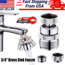 Brass Sink Faucet 3/4" To Garden Hose Adapter Swivel Adapter + Aerator Kit
