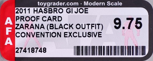2011 SDCC Hasbro GI Joe Con Zarana Cold Slither Black Variant Proof AFA 9.75 A - Picture 3 of 3
