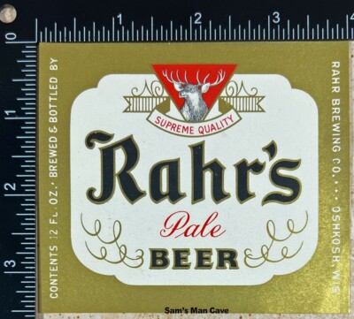 Rahr's Pale Beer Label - WISCONSIN