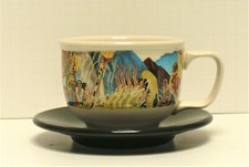 HAWAIIANA WARE Pomp and Circumstance Jumbo Cup Jumbo Black Saucer Eugene Savage