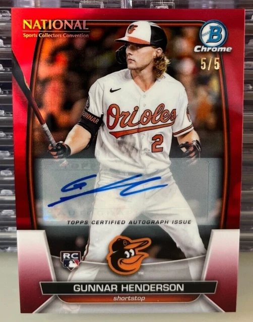 Gunnar Henderson 2023 Bowman Chrome National RED Refractor Autograph Auto #D 5/5