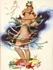 Pretty Woman Decorated For Christmas Pinup 8.5x11" Photo Print Bill Randall Art