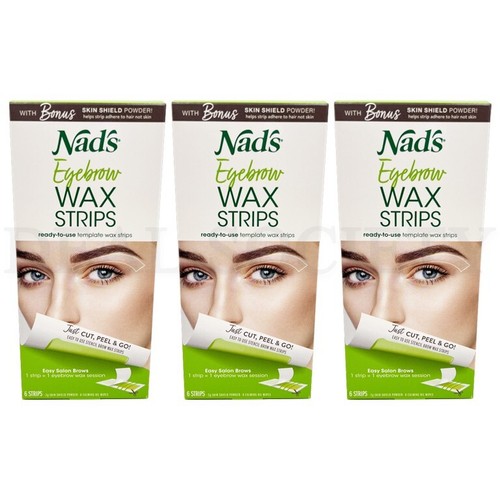 Lot of 3 Nad's Eyebrow Wax Strips Easy Templates 6 Strips Each