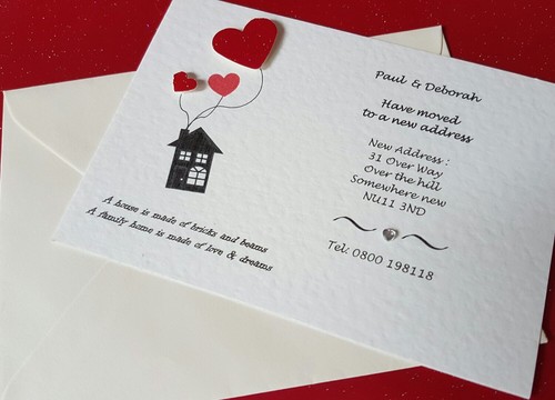 12 Personalised handmade Change of Address New Home House Moving Cards envelopes - Picture 6 of 8