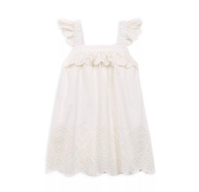 Sea Girls' Vienne Eyelet Flutter Sleeve Dress White Size 10 2672