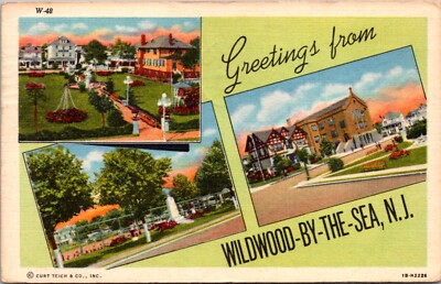 Linen Postcard Multiple Views Greetings From Wildwood By The Sea, New Jersey