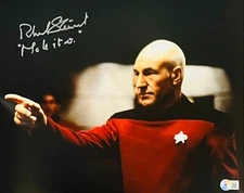 Patrick Stewart Signed 11x14 Photo Star Trek Picard "Make It So" Beckett Witness