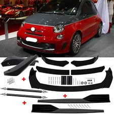 For Fiat Abarth 595 Front Rear Bumper Lip Spoiler Body Kit Splitter Side+Skirt