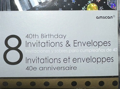 Black, Gold and Silver 40th Birthday Invitations - Picture 5 of 5