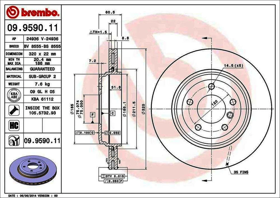 2x Kit de rotor de disco de freno trasero frenos BREMBO para BMW NON-M ("E46") 330i Ci xi Foto 3 de 4