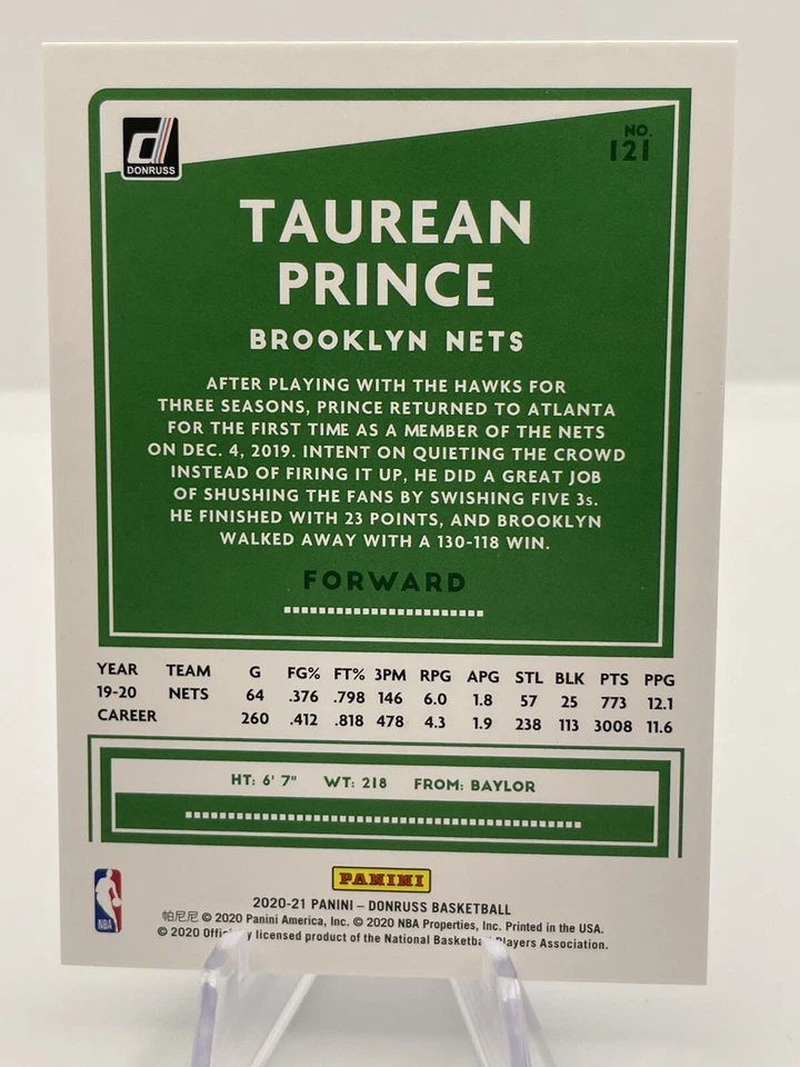 2020-21 Donruss Taurean Prince Purple Press Proof /199 #121 - Image 2 of 2