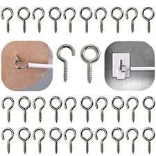 Curtain Hooks Eyes Silver Metal Screw Fix Net Voile Window Hanging Hook 2-100pcs