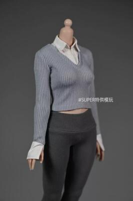 1/6 Female Grey Sweater Shirt Top Clothes For 12'' PH TBL Action Figure Body Toy