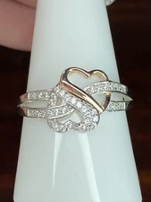 AAB Ring- 02- Heart-Simulated Clear CZ- Size 10- .925 Solid Sterling Silver