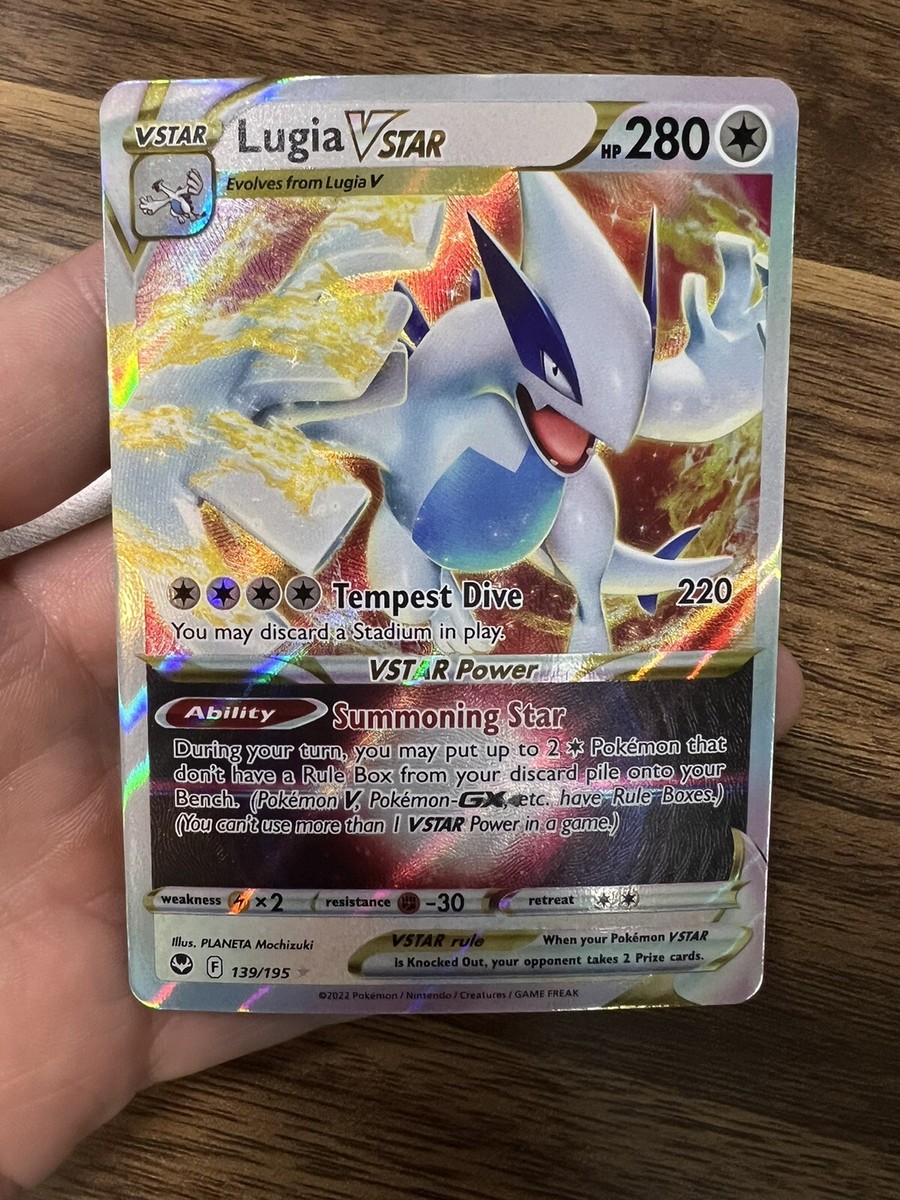 lugia vstar pokemon card value 139/195 Full Art Ultra Rare TCG Silver Tempest Colorless Rule Lugia VSTAR 139/195 - Silver