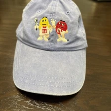 Vintage Blue Denim Yellow And Red M&M’s Baseball Cap/Hat Adjustable “Toppers”