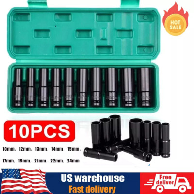 Heavy Duty 1/2  Drive Deep Impact Sockets Set Long Reach Wheel Wrench Nut