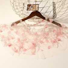 Women Mesh Lace Cape Bolero Bridal Wedding 3D Floral Shrug Cloak Wrap Shawl