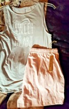 Rae Dunn Pajamas Set of 2 pcs      Women's gray pink tank shorts size Small NWT