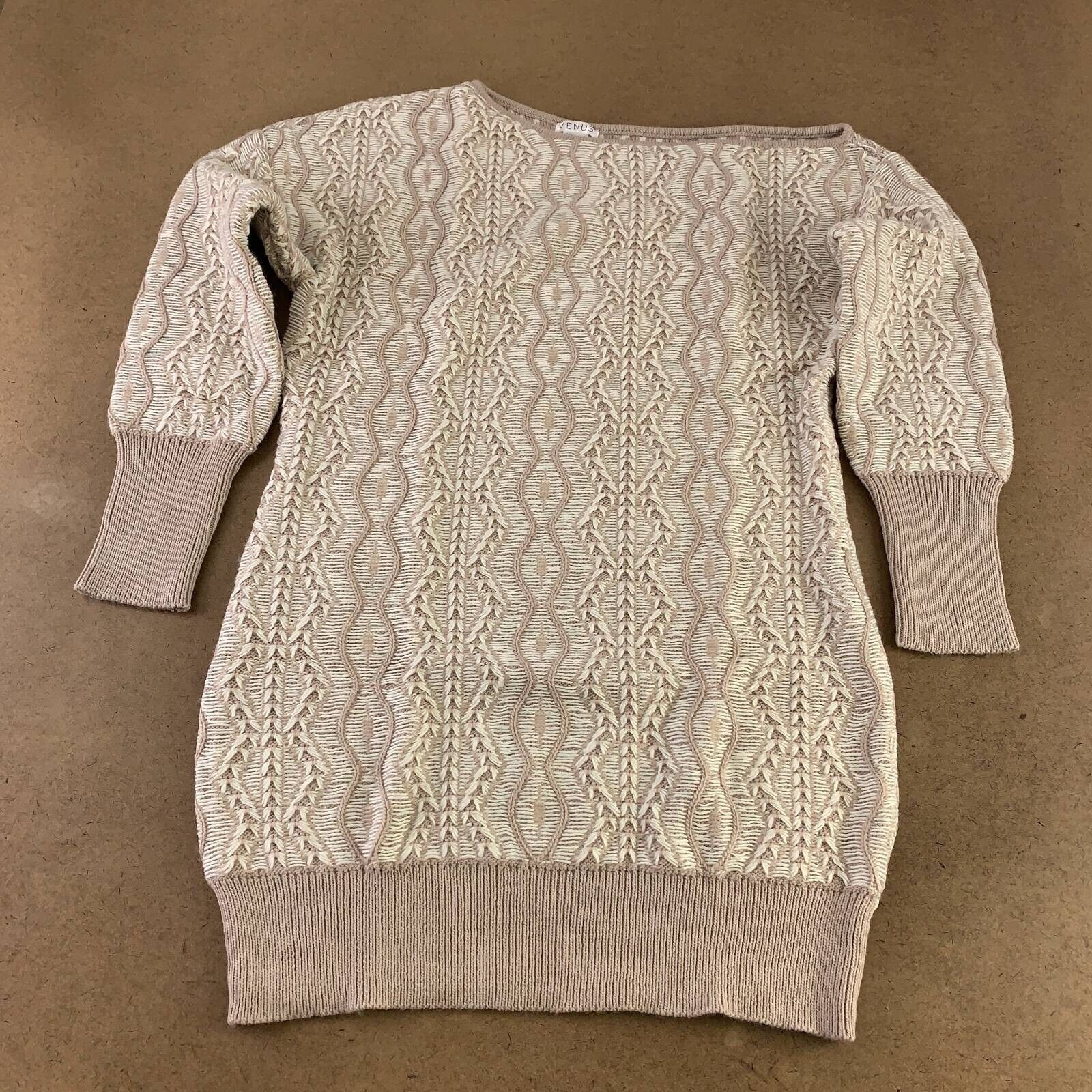 Venus Womens Sweater Dress Multicolor Geometric Cable Knit One Shoulder L  New