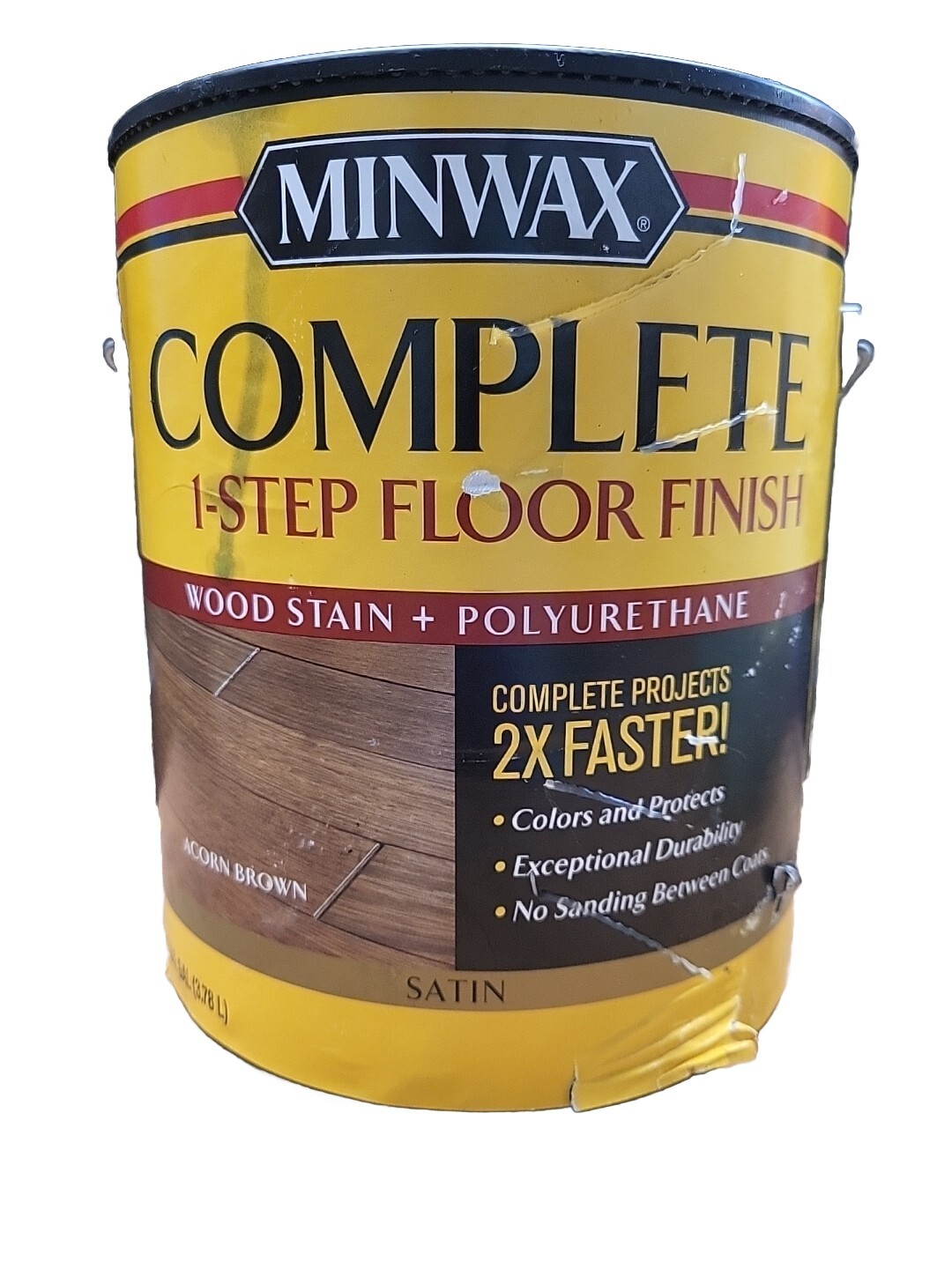 Minwax Complete 1Step Floor Finish, Acorn Brown Satin, 1 Gallon Wood Stain Poly eBay